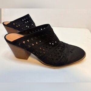 Style & Co Jordii Black Cutout Suede Closed Toe Block Heel Mule